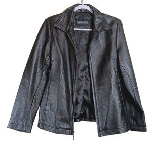 Whet Blu Leather Riding Jacket Women’s Medium Black Vtg Y2K Moto Zip Casual